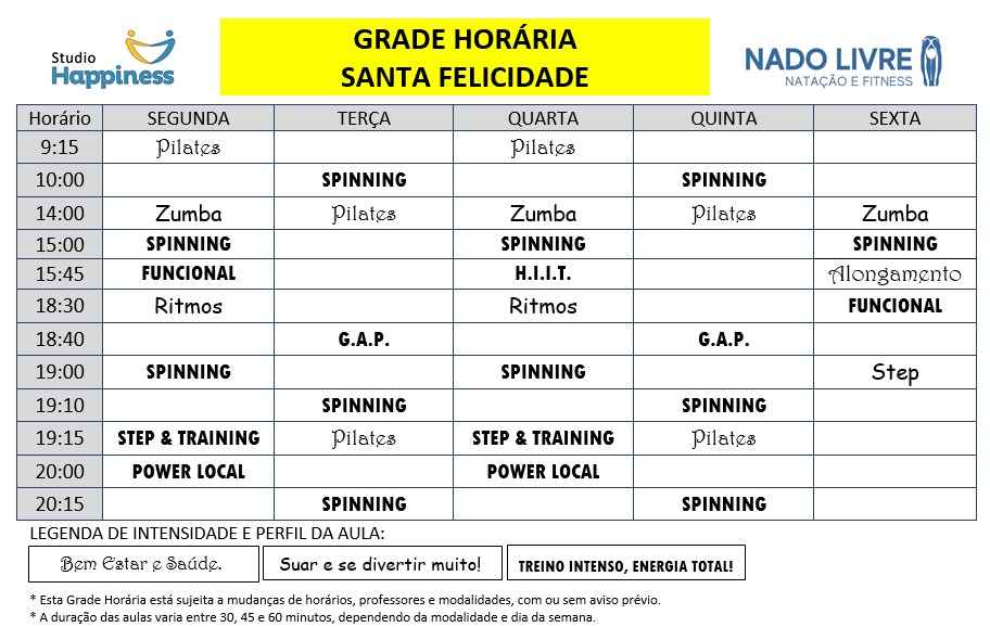 Grade-Horária-Studio-Happiness-Santa-Felicidade-Academia-Nado-Livre